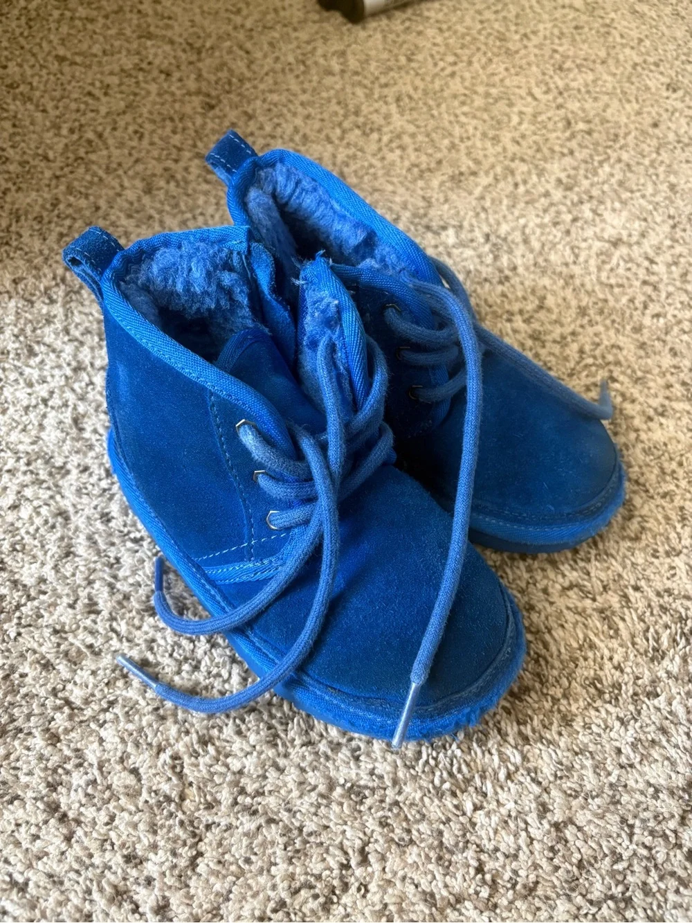 Kids UGG Blue Suede Lace-Up Shoes